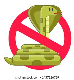 ban snakes. definition of toxic hazard. antidote to bites. flat isolated vector illustration.