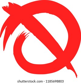 Ban. Stop. Icon. Brush. Isolated on white. Vector illustration.