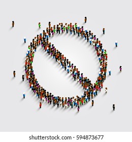 Ban symbol template. Prohibiting sign many people. Vector illustration