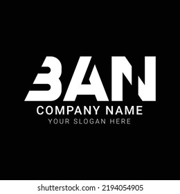 BAN Text Logo Design,  Logo Design, Font Logo