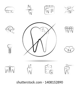 Ban, tooth icon. Universal set of dentist for website design and development, app development
