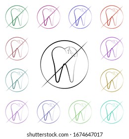 Ban, tooth multi color style icon. Simple thin line, outline vector of dentist icons for ui and ux, website or mobile application