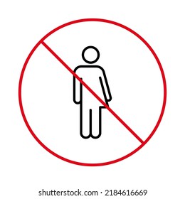 Ban Transgender WC Black Line Icon. Forbid All Gender Restroom Pictogram. Zone Outline Stop Symbol. No Allowed Unisex Toilet Sign. Prohibit Trans LGBT. Isolated Vector Illustration