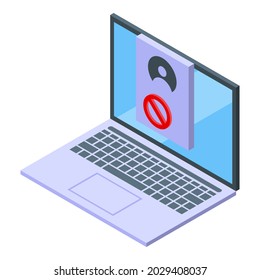 Ban User Login Icon Isometric Vector. Credit Banned. Blacklist Device