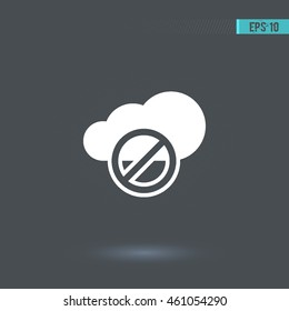 Ban vector icon. Cloud pictogram. Graphic symbol for web design, logo. White glyph on a gray background. Isolated sign.