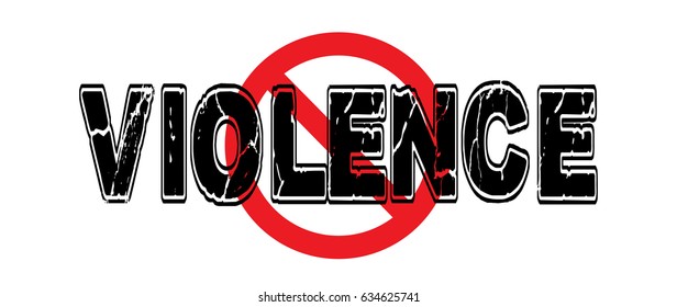 Ban Violence, the use of physical force to damage or kill someone or destroy property. Vector EPS-10 file, no transparency used.  