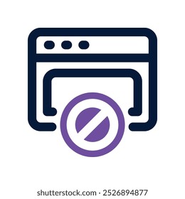 Icono de Sitio web de prohibición. Icono de Vector de doble tono para su Sitio web, móvil, presentación y diseño de logotipo.