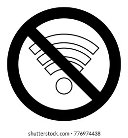 Ban Wi Fi symbol. Vector ban internet and prohibition symbol signal connection, forbidden communication and access network, illustration