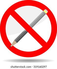 Ban write pencil. Stop symbol, vector graphic illustration