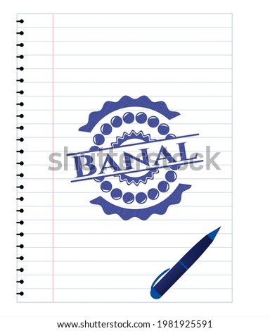 Banal pen effect. Blue ink. Vector Illustration. Detailed. 