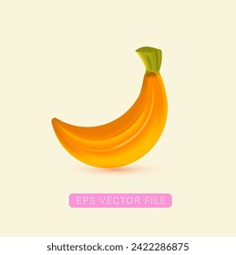 Banana 3d icon. Isolated object on a blank background