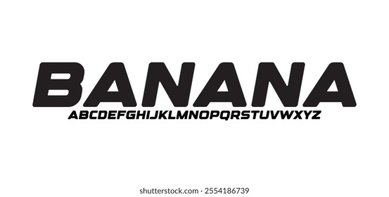 Banana, Abstract technology space font and alphabet. techno effect fonts designs. Typography digital sci-fi concept. vector illustration
