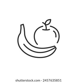 Banana and apple icon. A picture representing two staple fruits known for their nutritional benefits. Perfect for content related to healthy eating, dieting, and grocery shopping. Vector illustration