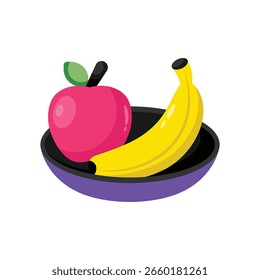 Banane und Apfel Vektor Stil Symbol. EPS 10-Datei