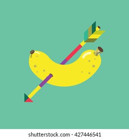 Banana and Arrow Icon, Fruit Vector