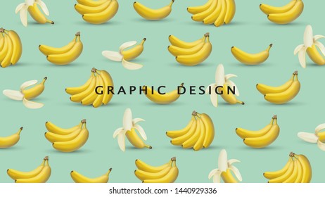 Banana background, 3d style vector illustration, banana design graphic. Vector wallpaper with clipping mask for design