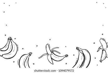 Banana Background Frame Hand drawn Style Sketch Illustration with place for your text for Wallpaper, Poster, flyer design