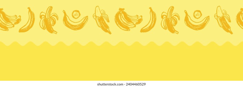 Fondo bananero. Patrón sin foco con plátanos. Ilustración vectorial.