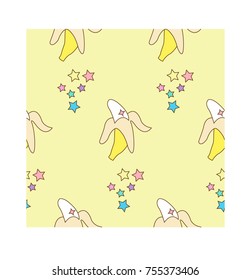 banana background vector cute design for printable fabric tag label wallpaper or wrappaper