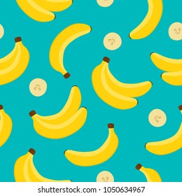 Banana background. Yellow banana pattern Vector illustration.