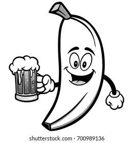 Banana with Beer Illustration