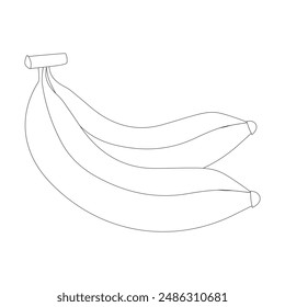 Banana black outline and  silhouette icon design vector illustration, single fruit, summer symbol on white background.