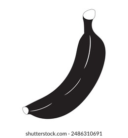 Banana black outline and  silhouette icon design vector illustration, single fruit, summer symbol on white background.