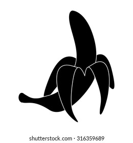 Banana - black vector icon