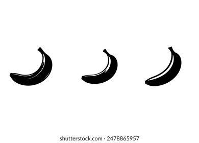 Banana - a black vector silhouette suitable for logos or pictograms. This banana silhouette serves as an iconic representation of the fruit for branding or signage purposes.