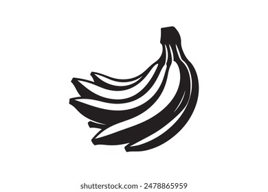 Banana - eine schwarze Vektorgrafik-Silhouette für Logos oder Piktogramme. Diese Bananensilhouette dient als ikonische Darstellung der Frucht für Branding- oder Beschriftungszwecke.