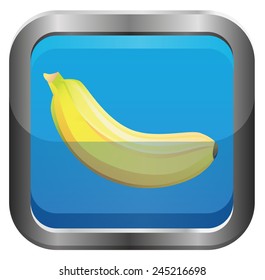 Banana blue button vector