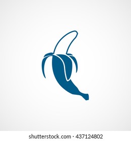 Banana Blue Flat Icon On White Background