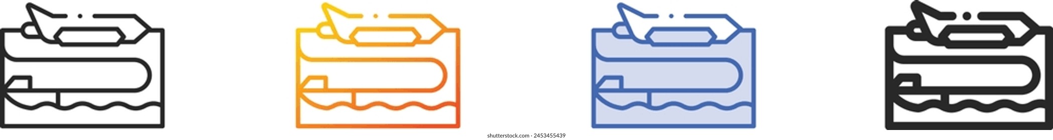 banana boat icon.Thin Linear, Gradient, Blue Stroke and bold Style Design Isolated On White Background