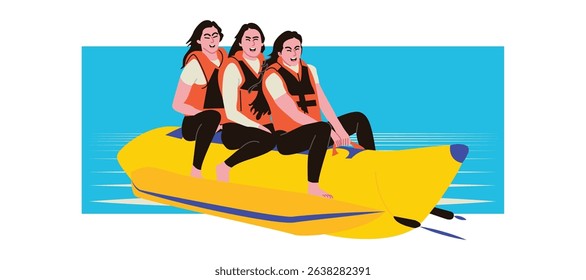 Banana boats are one of the means of transportation for recreational purposes. Usually these banana boats are pulled by jetski so they can run