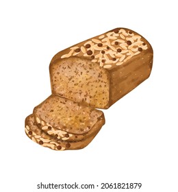banana bread almond illustration vector