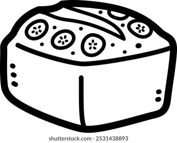 Banana pão doodle ícone vetorial e ilustração