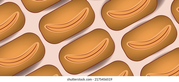 Banana Bread, Flat Vector Stock Illustration With Gluten Free Meal, Baked Healthy Sweetness