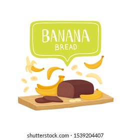 Banana Bread. Homemade Banana Bread. Vector Illustration