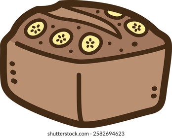 Banana bread vector doodle illustration and graphic