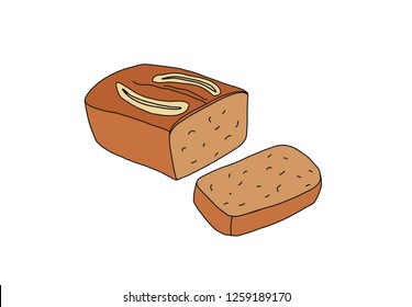 Banana Bread Vector Illustration