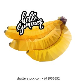 Banana built textured vector. Fruit food is beautiful and juicy with the inscription