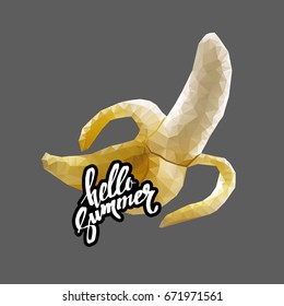 Banana built textured vector. Fruit food is beautiful and juicy with the inscription