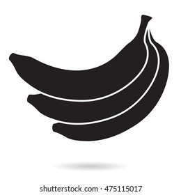 Banana bunch. Black icon. Vector illustration isolated on white background