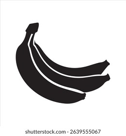 Banana Bunch Icon – Silhouette Vector of Tropical Fruit in Flat Minimal Style	