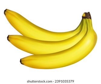 Banana. Vector 3D realista. Clipart vector aislado en fondo blanco.