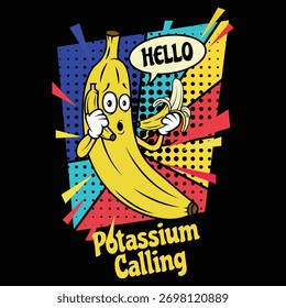 Banana calling with speech bubble and pop art Vector, illustration