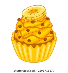 Banana Caramel Cupcake in vector illustration