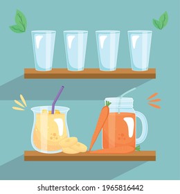 banana and carrot smoothies drink jars