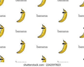 Banana cartoon character seamless pattern on white background