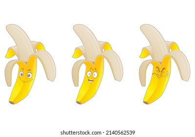 banana cartoon character vector with different expression, eps 10, ready to be used for your design needs